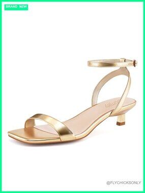 Kitten Heels Ankle Strap Open Toe Low Heel Sandals
